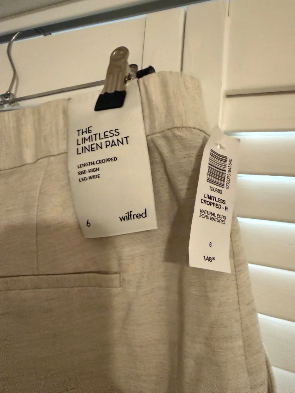 NWT - Aritzia Limitless Wide Cropped Linen Pant